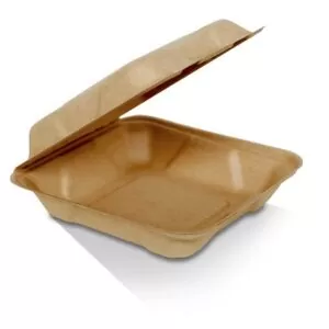 Unbleached Sugarcane Clamshell 8" 200pc/ctn