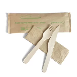 Coated Wooden Fork Knife Napkin Set 400set/ctn